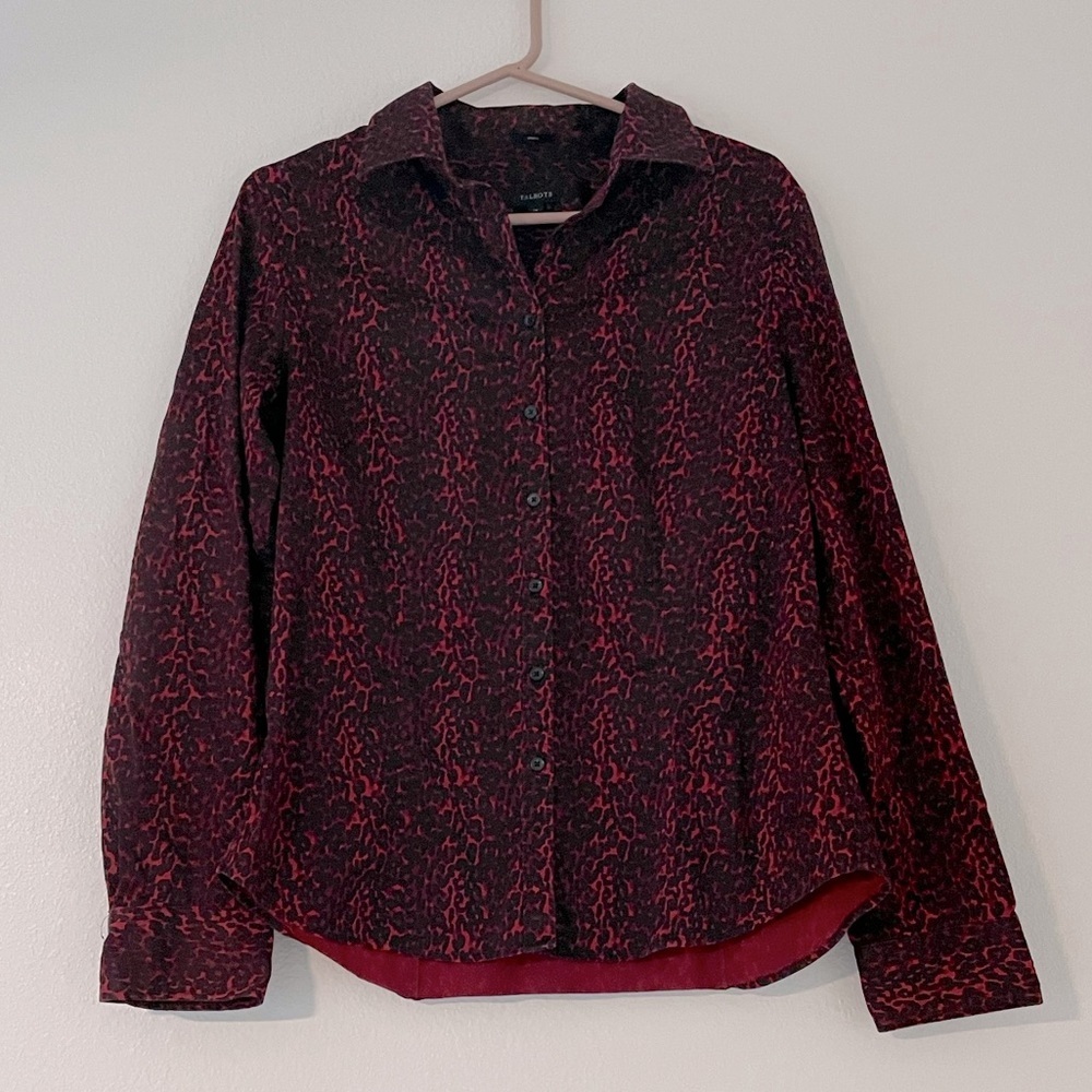 Talbots Leopard Print Stretch Button Down Shirt - image 1